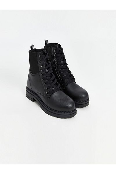LC Waikiki Γυναικείες μπότες Lcwk Lace-Up Leather Look