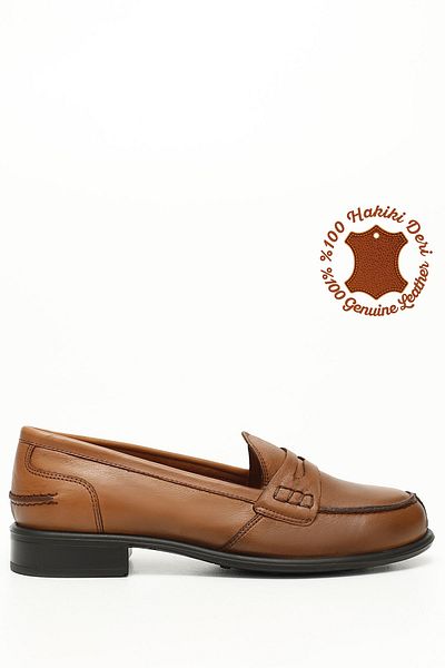 GÖNDERİ(R) Women/Girls Tan Antique Genuine Leather Loafer Shoes