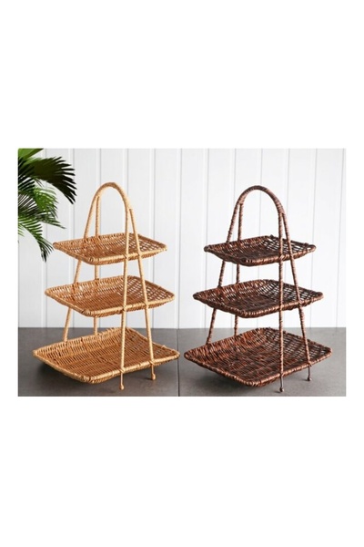 Sele Home Gönül 3 Katlı Rattan Sepet