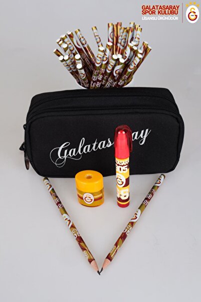 Galatasaray Lisanslı Kalem Çantası,2'li Kurşun Kalem ,roket Silgi Ve Kalemtraş Seti