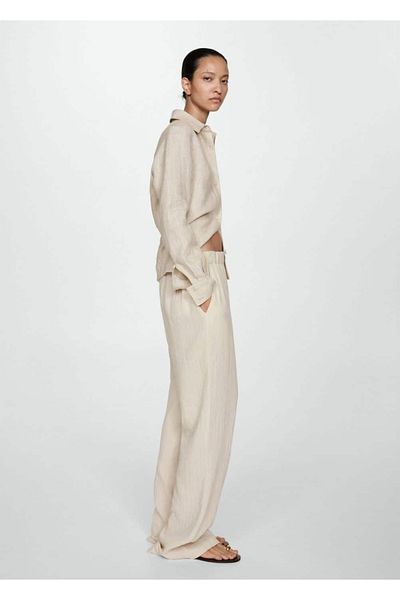 MANGO Woman Bavlněné kalhoty Wideleg