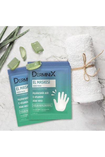Derminix Hyaluronic Acid & Vitamin E & Aloe Vera Moisturizing Hand Mask