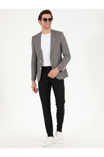 Cacharel Siyah Slim Fit Keten Karışımlı Ceket 50265147-VR046