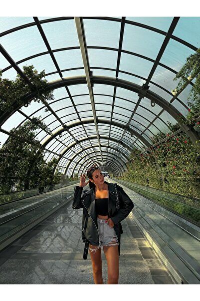 VOLT CLOTHİNG Women's Belted Leather Jacket