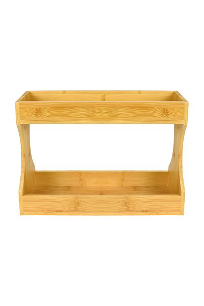 Ahşap 2-Tier Countertop Organizer Shelf - Spice Rack Stand