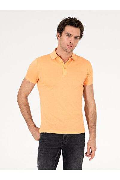 Cacharel Orange Polo Neck Slim Fit Basic Mercerized T-Shirt 50265364 -Vr181