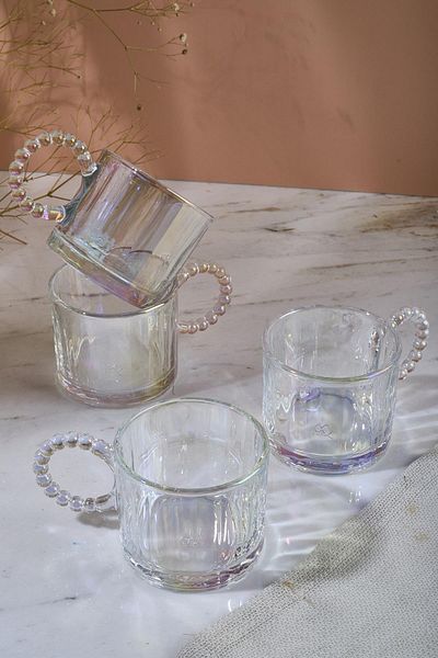 Perotti Ringo Line Lustre 4-Piece 200ml Beaded Handle Mug