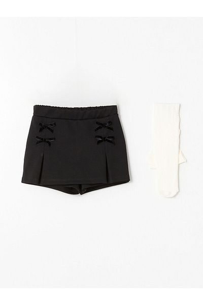LC Waikiki Lcw Elastic Waist Girl's Shorts, Skirt and Pantyhose Set of 2