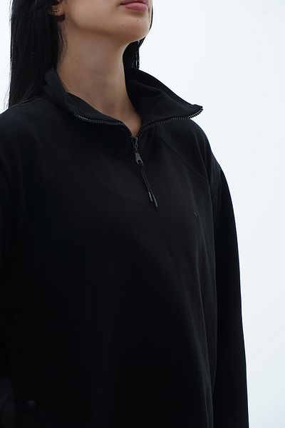George Phoenix Daily Core - Hanorac negru oversize cu jumătate de fermoar