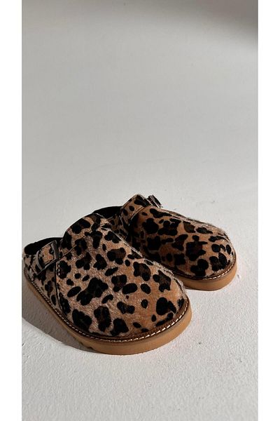 Eataly Shoes Papuci Boston Leopard din piele intoarsa cu talpa groasa