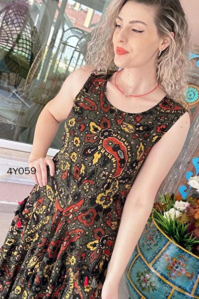 İnce Topuk TaSSel Detailed Zero Sleeve Bag DreSS - 4Y059