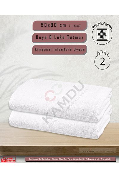MiaGrace 2 Pieces 50X90Cm White Microfiber Hair Towel, Sports and Barber Towel, Shower Towel