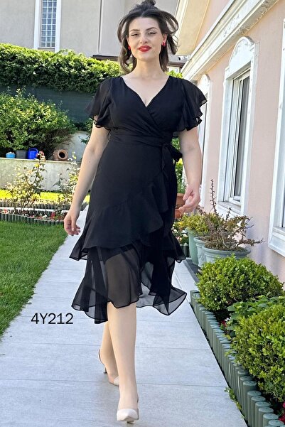 İnce Topuk Шифонова сукня - з круазевим коміром і поясом на талії, 4Y212