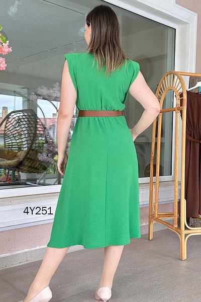 İnce Topuk Aerobin Dress - Crew Neck and Wadding Detail, 4Y251