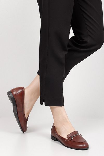 GÖNDERİ(R) Women/Girls Burgundy Antique Genuine Leather Buckle Ballerinas