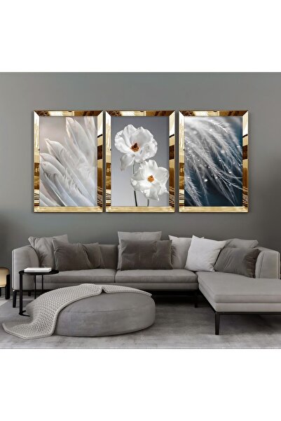 Harikabirev HARİKABİREV | COMBINAT DE FLORI ALB-ALBASTRU-GRI | TABLO MDF CU CADRU PLEXY KRFZ