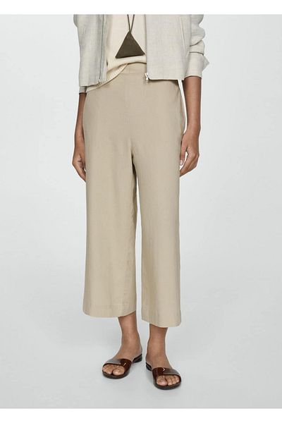 MANGO Woman Wideleg linen pants