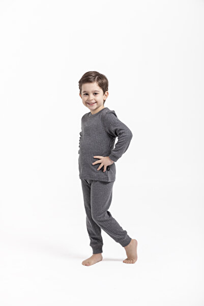 OIL COMPANY Unisex Stretchy Knitted Breathable Fabric Children's Thermal Underwear Set Bottom Top Set