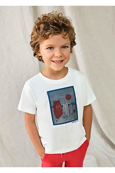 MAYORAL Men's Summer White Short Sleeve T-shirt