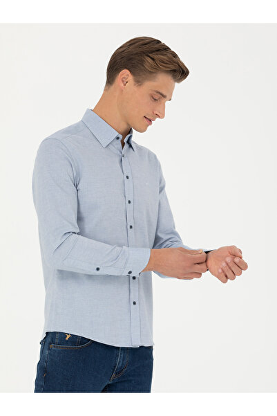 Cacharel Açık Mavi Slim Fit Uzun Kollu Klasik Gömlek 50273661-VR003