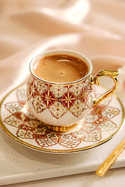 Nehir Rüya 6 Kişilik 12 Parça Porselen Kahve Fincan Takımı