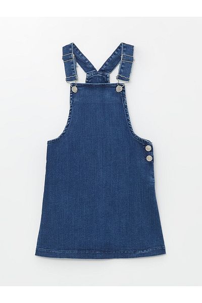 LC Waikiki Lw - Square Collar Girl's Jean Salopet Dress