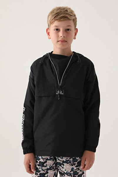 Kappa Pelernă de ploaie neagră cu fermoar Hanorac pentru băiat