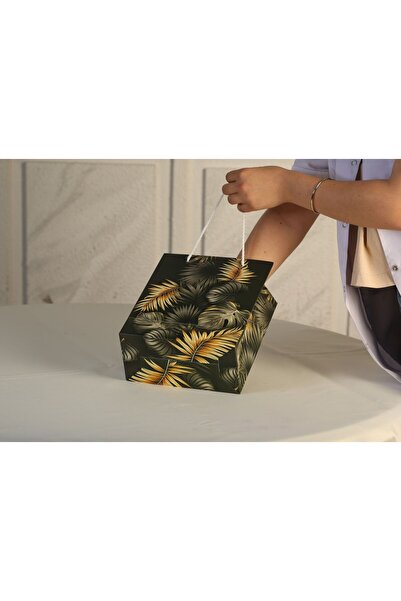 ÇABUKLAR Karton Çanta Körüklü Palmiye (20X10X23,5 CM) - 25 Adet