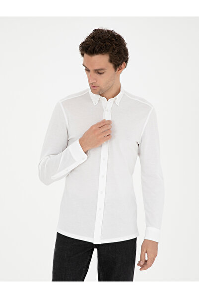 Cacharel Beyaz Slim Fit Pamuk Karışımlı Gömle 50287865-VR013