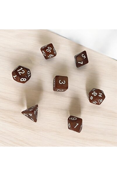 Le Majeur DND Frp Zar Seti 7li Set Dnd Zarı Dungeons And Dragons Masaüstü Oyun Zarı Sedefli Kahve KESE HEDİYE