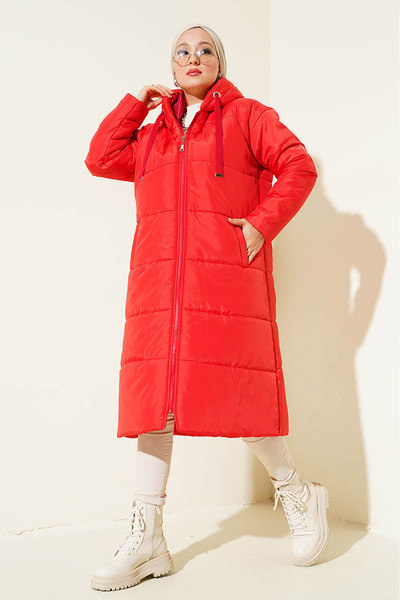 Bigdart T5120 Hooded Long Inflatable Hijab Coat - Red
