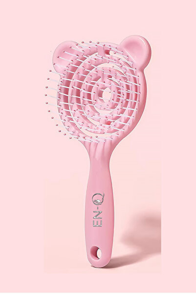 ENQ Profesyonel Üç Boyutlu Ayıcıklı Pembe Oval 3D Tarak