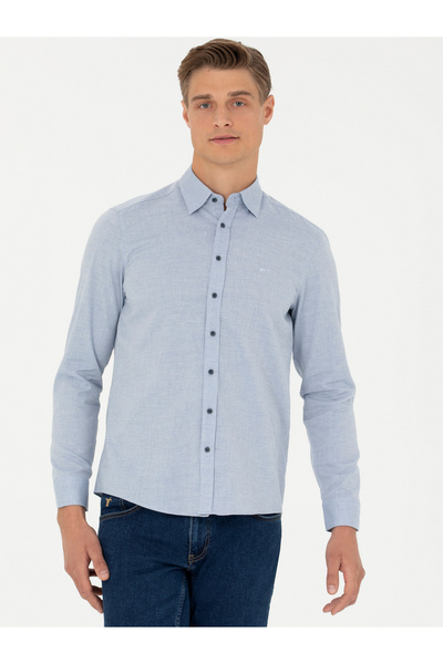 Cacharel Açık Mavi Slim Fit Uzun Kollu Klasik Gömlek 50273661-VR003