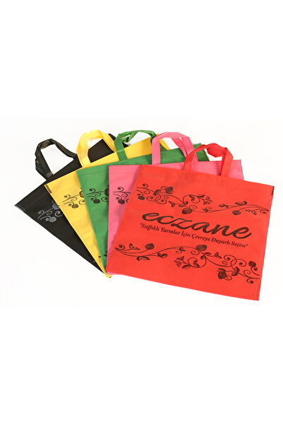 ÇABUKLAR Eczane Bez Çanta Körüklü 5 Renk Çiçekli (40x10x40 cm) - 50 Adet
