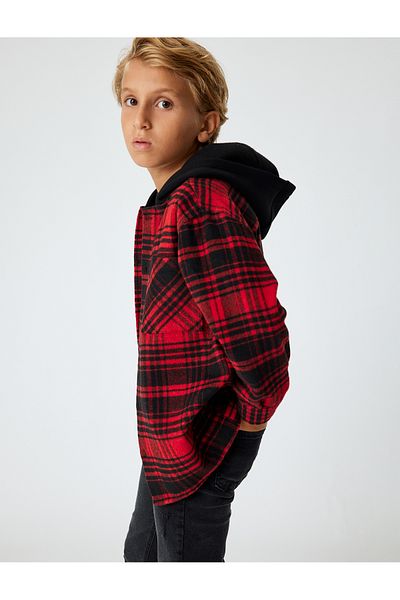 Koton Long Sleeve Hooded Lumberjack Shirt - Pocket Detail