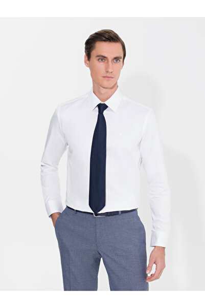 Cacharel White Slim Fit Long Sleeve Basic Shirt 50268503-Vr013