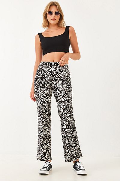Bianco Lucci Damen-Wildlederhose mit Leopardenmuster 10016 60251857