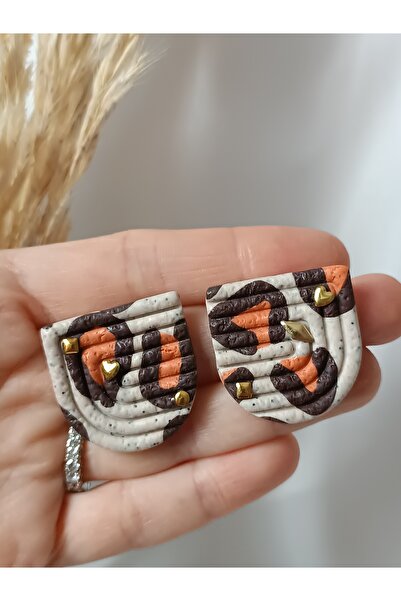 La fee aksesuar Steel Earring Apparatus - Leopard Pattern Polymer Clay Earrings