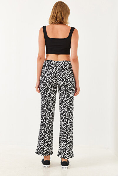 Bianco Lucci Women's Leopard Patterned Suede Pants 10016 60251857