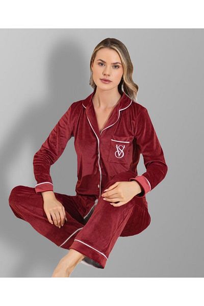 denizhomecollection Winter Velvet Denizhomewear Vs Women's Pajamas Set