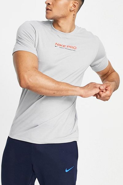 Nike Μπλουζάκι με λογότυπο Pro Dri Fit Training Γκρι Ανδρικό T-Shirt Γκρι