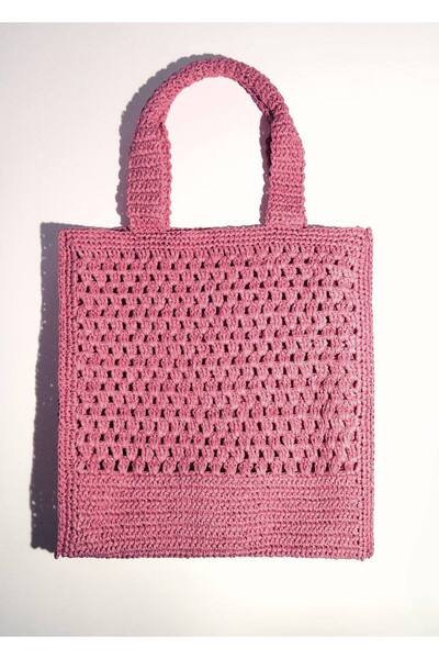 MANGO Woman Doğal elyaf shopper çanta