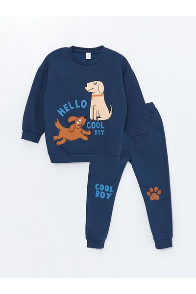 LC Waikiki Lw - Crew Neck Printed Baby Boy Tracksuit Set
