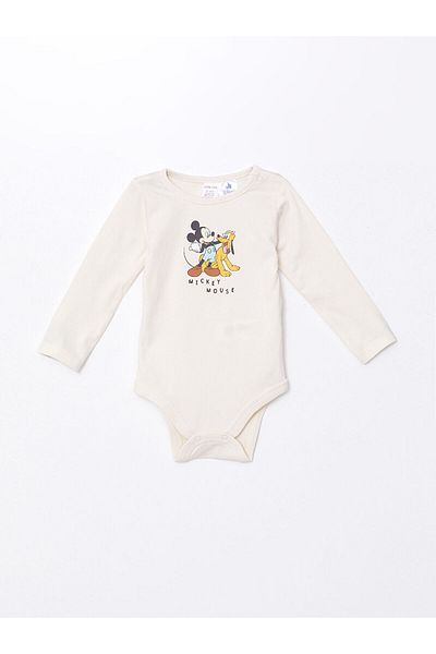 LC Waikiki Lw - Mickey Mouse vzorovaný kulatý výstřih s dlouhým rukávem Dětské body a legíny Set 2 kusů