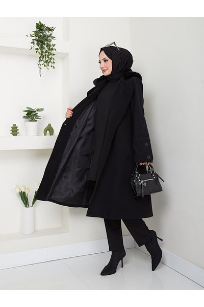 ELBİSHE Ck-1007 Model Fur Collar Stamp Coat