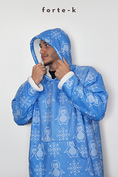 ECEMRE Giyilebilir Tv Battaniyesi Dijital Baskı- Büyük Boy Sweatshirt & Hoodie Panço & Polar