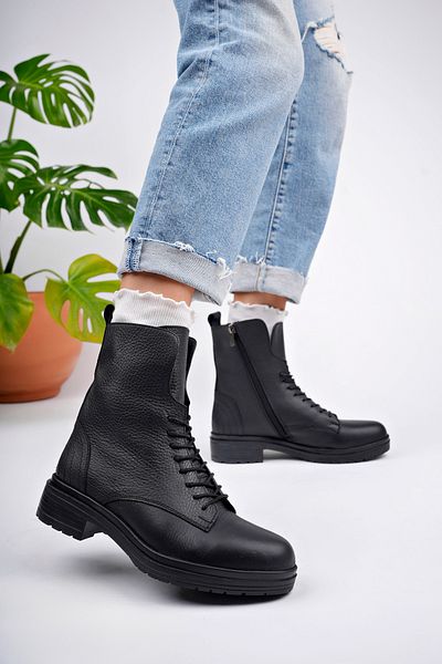 Deripabuc Genuine Leather Black Women's Leather Boots Trc-7210