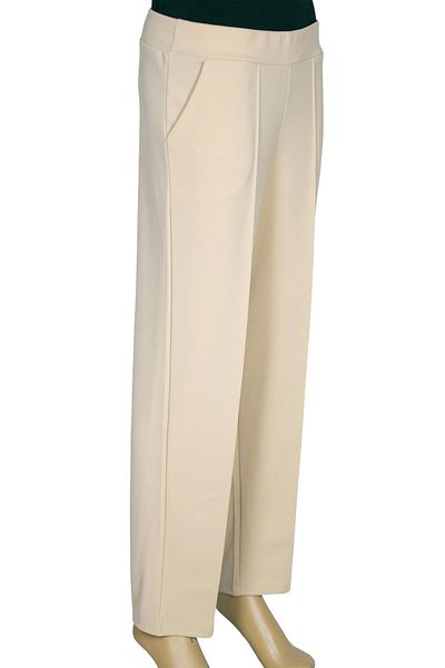 Hermevsim Pantaloni de damă Eray, din țesătură creponată, fără căptușeală, elastici, bej