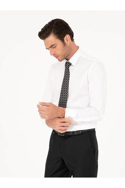 Cacharel White Slim Fit Cotton Classic Shirt 50285570-Vr013