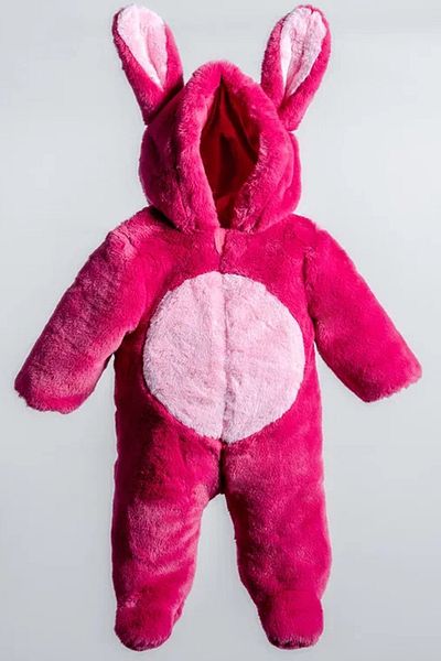 MDM Rabbit Eared Plush 100% Cotton Zippered Hoodie Booties Winter Baby Girl Astronaut Jumpsuit Cosmonaut